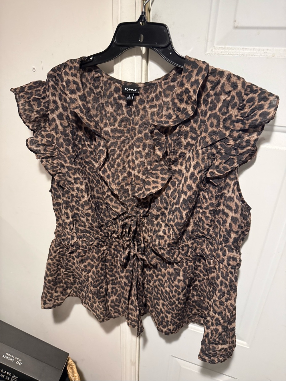 torrid Leopard-Print Ruffle Tie-Front Blouse - Brown & Black